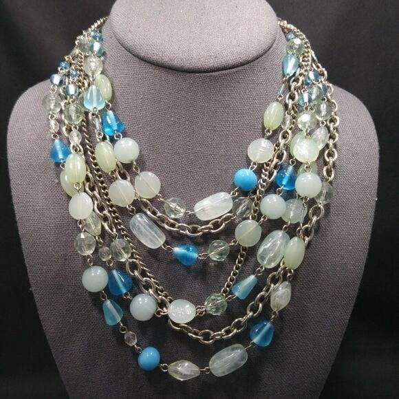 Lia Sophia Light Blue Turquoise Beaded Multistrand Necklace, 18 Inches - Picture 2 of 7